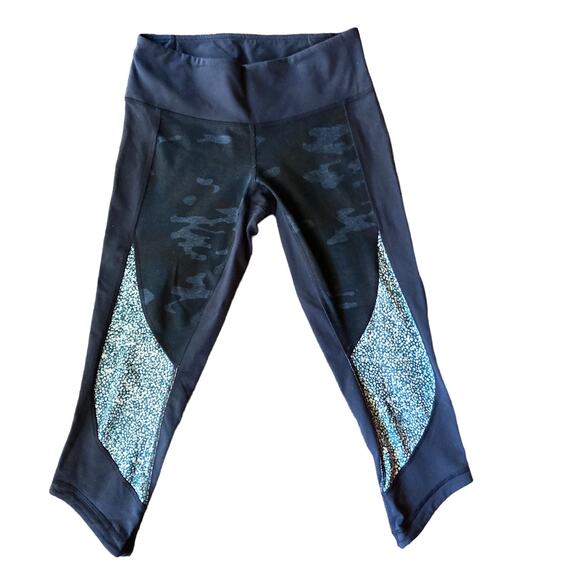 Lululemon Wunder Under Crop Blue Camo Pebble Inkwell Leggings size 6 - Picture 1 of 10